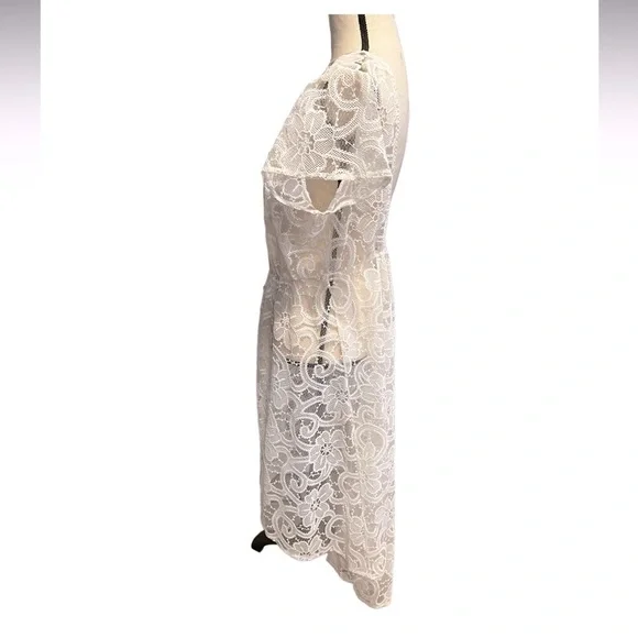 Victorias Secret Bridal Sleep Nightgown/ Beach Cover Up White Size M/L - Picture 2 of 8